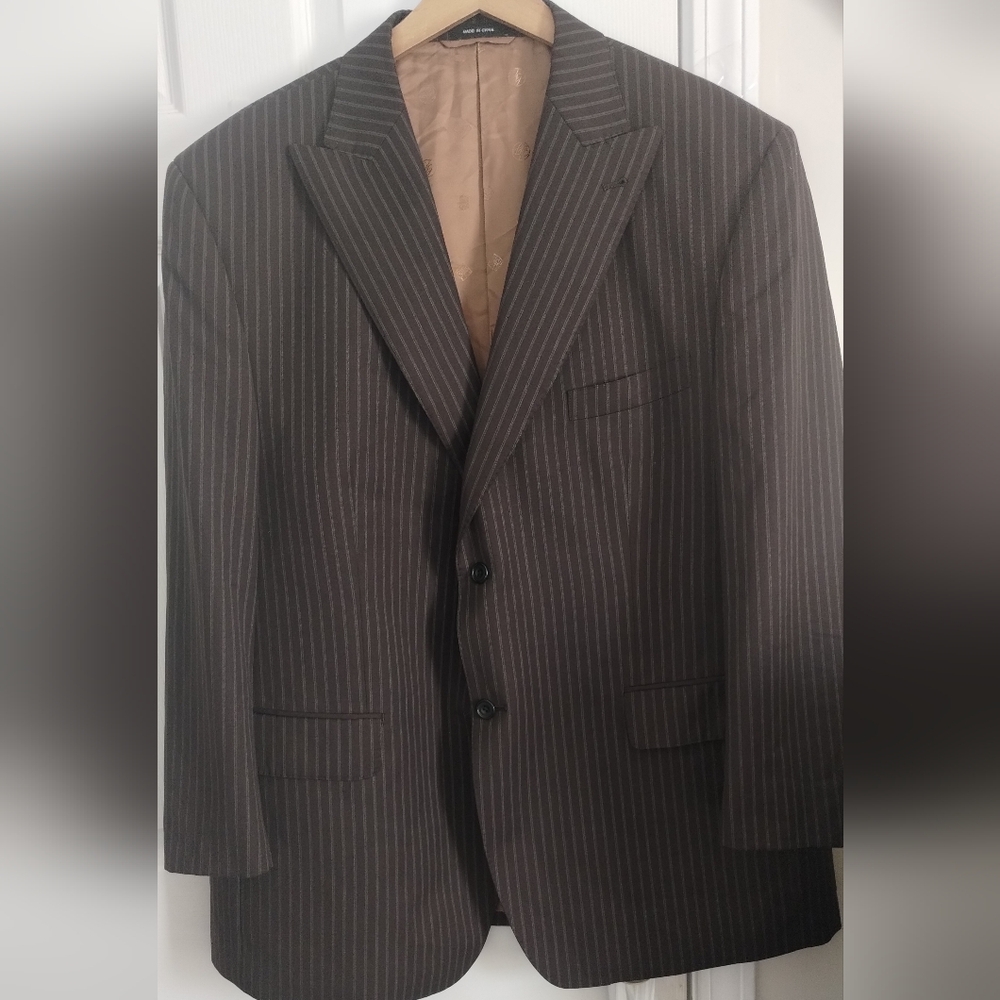 100% Wool Men's Brown Pinstripe Blazer
